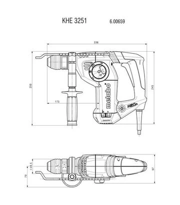 Перфоратор комбінований Metabo KHE 3251, SDS-Plus, 800 Вт, кейс (600659000) - фото 3