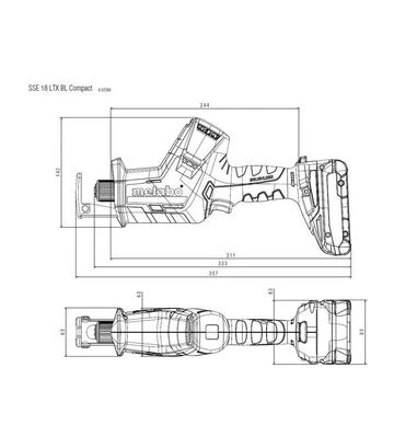 Пила сабельная аккумуляторная Metabo SSE 18 LTX BL Compact, 18 В, без АКБ и ЗУ (602366850) - фото 2