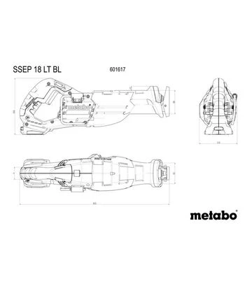 Пила шабельна акумуляторна Metabo SSEP 18 LT BL, 18 В, кейс, без АКБ та ЗП (601617840) - фото 2
