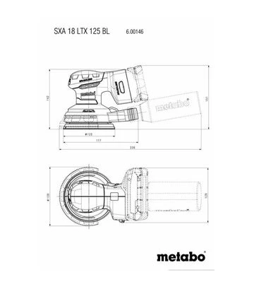 Шліфмашина ексцентрикова акумуляторна Metabo SXA 18 LTX 125 BL, без АКБ та ЗП (600146850) - фото 2
