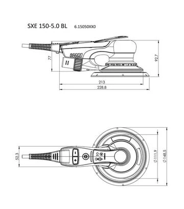 Шліфмашина ексцентрикова Metabo SXE 150-5,0 BL, 350 Вт, 150 мм, metaBOX (615050700) - фото 3