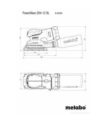 Шліфмашина вібраційна акумуляторна Metabo PowerMaxx SRA 12 BL, 80x133 мм, без АКБ та ЗП (602036840) - фото 3