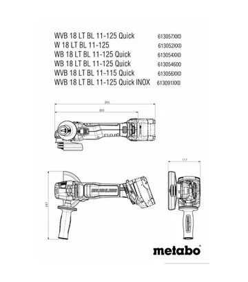 Кутова шліфмашина акумуляторна Metabo W 18 LT BL 11-125, без АКБ та ЗП, metaBOX (613052840) - фото 2