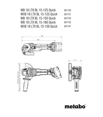 Кутова шліфмашина акумуляторна Metabo WB 18 LTX BL 15-125 Quick, без АКБ та ЗП + диски (691226000) - фото 3