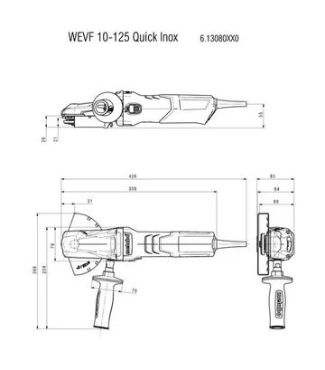 Угловая шлифмашина Metabo WEVF 10-125 Quick Inox, 1000 Вт (613080000) - фото 2