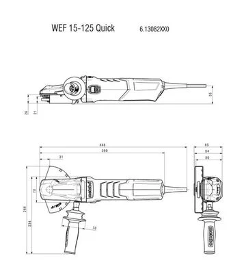 Кутова шліфмашина Metabo WEF 15-125 Quick, 1550 Вт + диски (613082000) - фото 2