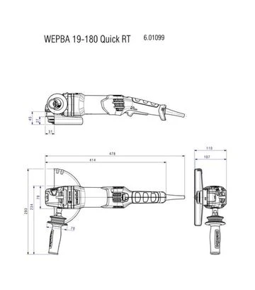 Кутова шліфмашина Metabo WEPBA 19-180 Quick RT, 1900 Вт (601099000) - фото 3