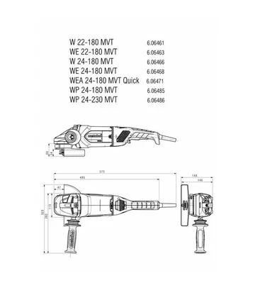Угловая шлифмашина Metabo WE 24-180 MVT, 2400 Вт, плавный пуск (606468000) - фото 2