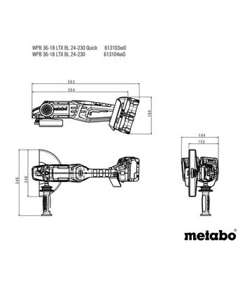 Угловая шлифмашина аккумуляторная Metabo WPB 36-18 LTX BL 24-230 Quick, без АКБ и ЗУ (613103840) - фото 2