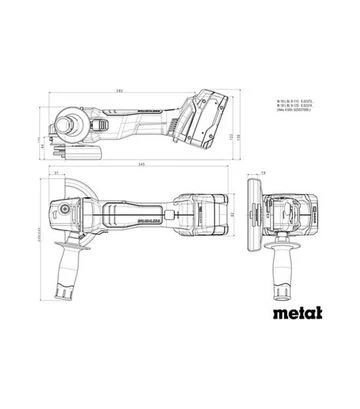 Кутова шліфмашина акумуляторна Metabo W 18 L BL 9-115, без АКБ та ЗП (602373850) - фото 2
