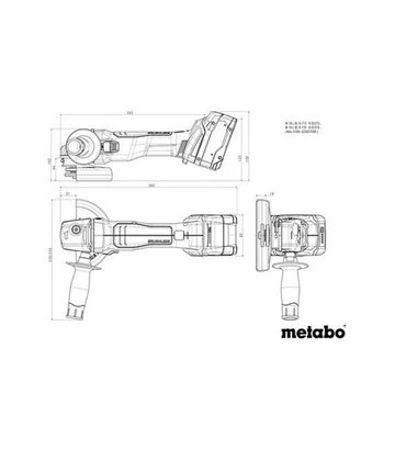 Кутова шліфмашина акумуляторна Metabo W 18 L BL 9-125 + набір дисків, без АКБ та ЗП (691224000) - фото 2