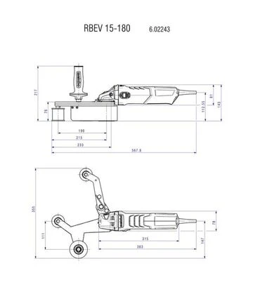 Шліфмашина стрічкова для труб Metabo RBE 15-180 Set, 1550 Вт, 180 мм + набір аксесуарів (602243500) - фото 2
