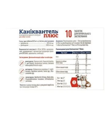 Таблетки для собак і котів Каніквантель Плюс від глистів, 10 шт - фото 2