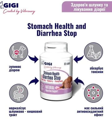 Добавки для собак GiGi Stomach Health & Diarrhea Stop для пищеварения, 80 шт - фото 2