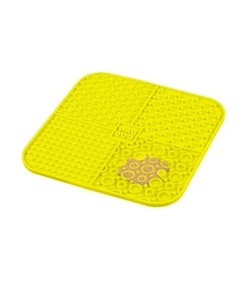 Миска-коврик для собак и кошек WAUDOG Silicone для слизывания, желтая, 190х190х10 мм - фото 3