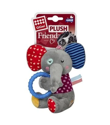 Іграшка для собак GiGwi Plush Friendz Слоненя з кільцем та пищалкою, 16 см - фото 2