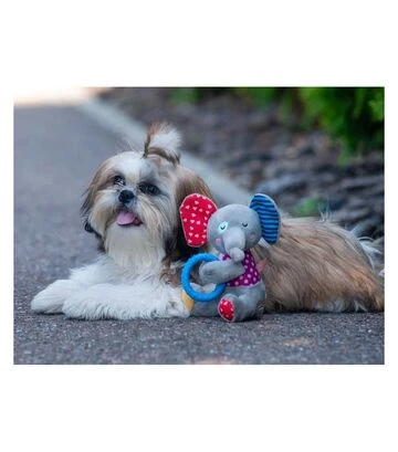 Іграшка для собак GiGwi Plush Friendz Слоненя з кільцем та пищалкою, 16 см - фото 3