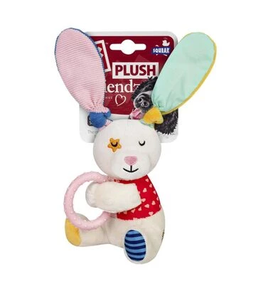 Іграшка для собак GiGwi Plush Friendz Зайчик з кільцем та пищалкою, 16 см - фото 2