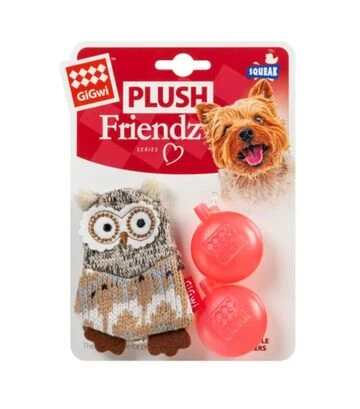 Игрушка для собак GiGwi Plush Friendz Сова с пищалкой, 10 см - фото 2