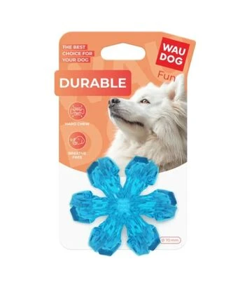 Іграшка для собак WAUDOG Fun Durable Дихаючий м'яч гумовий, блакитний, 7 см - фото 2
