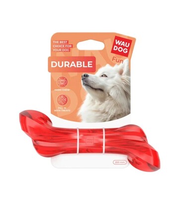 Іграшка для собак WAUDOG Fun Durable Кістка гумова, червона, 20 см - фото 2