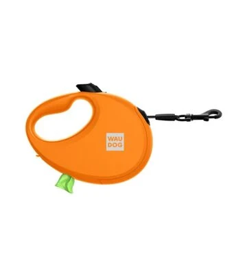 Поводок-рулетка для собак WAUDOG R-leash до 20 кг, светоотражающий, с контейнером для пакетов, оранжевый, 5 м - фото 3