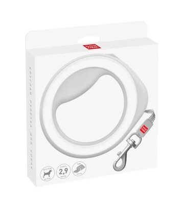 Поводок-рулетка для собак WAUDOG R-leash до 40 кг, круглой формы, светоотражающий, белый, 2,9 м - фото 2
