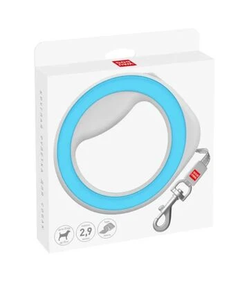 Поводок-рулетка для собак WAUDOG R-leash до 40 кг, круглой формы, светоотражающий, голубой, 2,9 м - фото 2