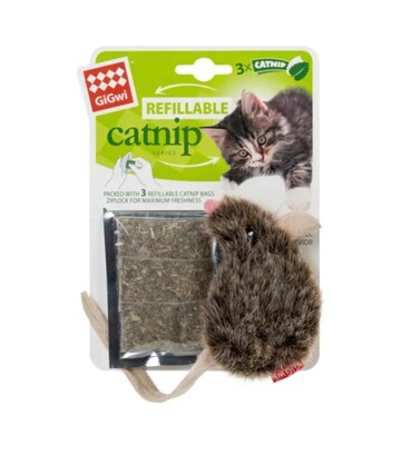 Іграшка для котів GiGwi Refillable Catnip Мишка темно-коричнева, 10 см - фото 2
