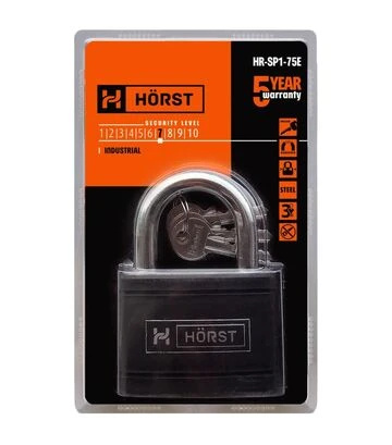 Замок навесной Horst 75мм, черный (HR-SP1-75E) - фото 2