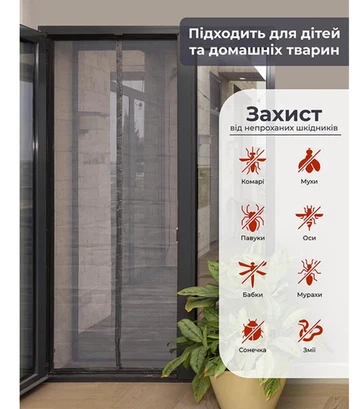 Москітна сітка ProShield King Kong для дверей, на магнітах, антикішка, 100х220 см, сіра - фото 3
