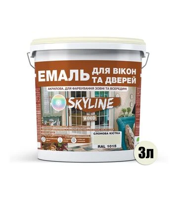 Емаль акрилова SkyLine Wood для вікон та дверей RAL 1015 Слонова кістка, 3 л - фото 2