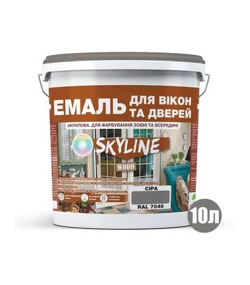 Емаль акрилова SkyLine Wood для вікон та дверей RAL 7046 Сіра, 10 л - фото 2