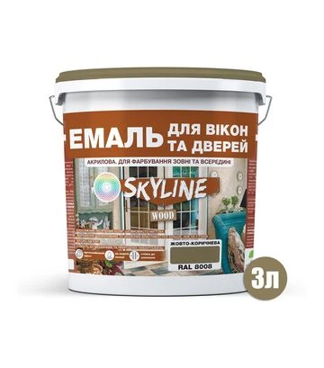 Емаль акрилова SkyLine Wood для вікон та дверей RAL 8008 Жовто-коричнева, 3 л - фото 2
