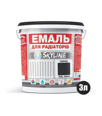 Эмаль акриловая термостойкая SkyLine для радиаторов RAL 9004 Черная Глянцевая, 3 л - фото 2