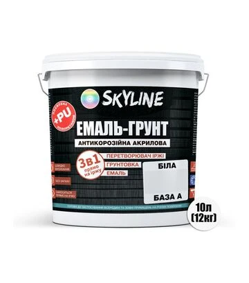 Эмаль-грунт 3 в 1 акрил-полиуретановая SkyLine Белая Шелковисто-матовая, 12 кг - фото 2