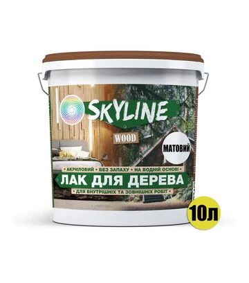 Лак акриловий SkyLine Wood для дерева Безбарвний Матовий, 10 л - фото 2