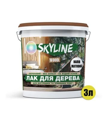 Лак акриловый SkyLine Wood для дерева Бесцветный Полуматовый, 3 л - фото 2