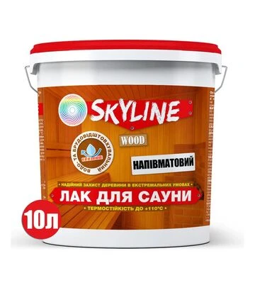 Лак акриловый SkyLine для сауны Прозрачный Полуматовый, 10 л - фото 2