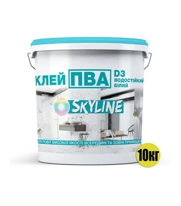 Клей ПВА прочный универсальный водостойкий D3 SkyLine, 10 кг - фото 2