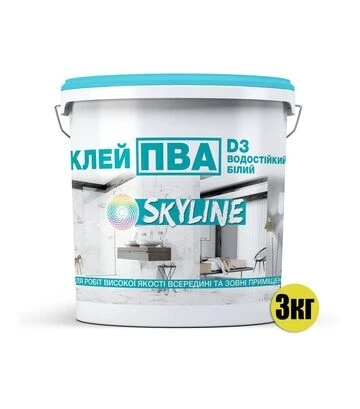 Клей ПВА прочный универсальный водостойкий D3 SkyLine, 3 кг - фото 2