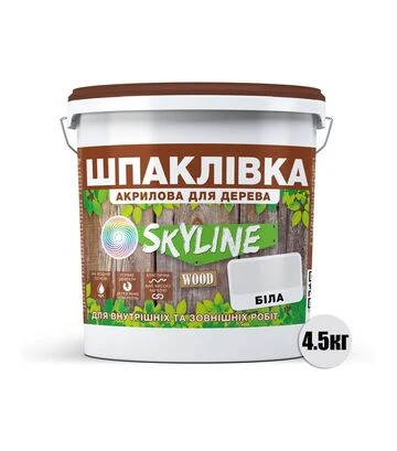 Шпаклевка акриловая SkyLine Wood для дерева Белая, 4,5 кг - фото 2