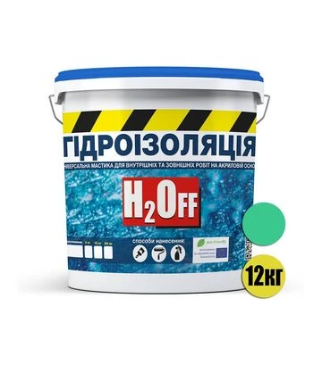 Гидроизоляция акриловая SkyLine H2Off краска-мастика универсальная Зеленая 12 кг - фото 2