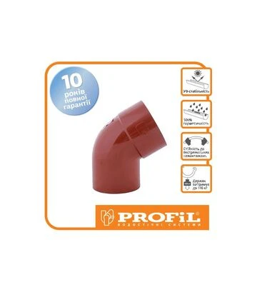 Коліно PROFiL однорозтрубне 130/100, Цегляне - фото 2