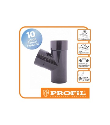 Трійник PROFiL редукційний 100/75/60 90/75, Графітовий - фото 2