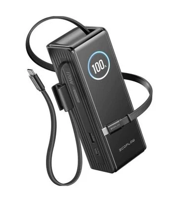 Універсальна мобільна батарея EcoFlow RAPID Power Bank 25000 mAh, with cables, Black (EF-RAPID25K100W-B-EU) - фото 2