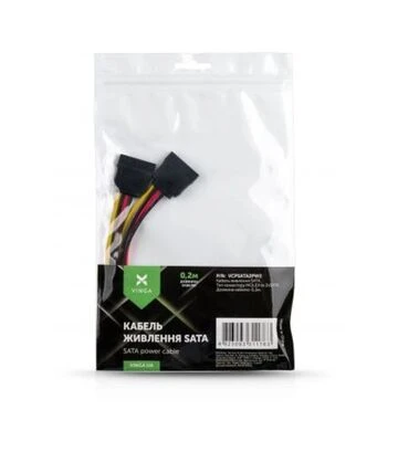 Кабель питания Vinga SATA Power 0,2 м, 2 connectors (VCPSATA2PW2) - фото 2