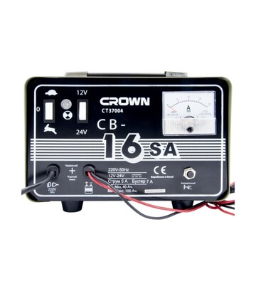 Зарядний пристрій трансформаторний CROWN CT37004, 12/24 В, 5 А, 180 Вт - фото 2