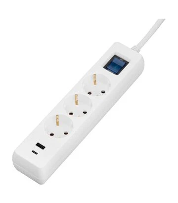 Мережевий подовжувач-фільтр 2E 3х1,5 мм², 3 розетки, USB-A/C, білий, 3 м (2E-SP315M3USBWH) - фото 3