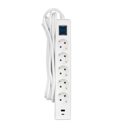 Мережевий подовжувач-фільтр 2E 3х1,5 мм², 5 розеток, USB-A/C, білий, 3 м (2E-SP515M3USBWH) - фото 2